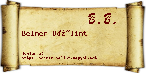 Beiner Bálint névjegykártya